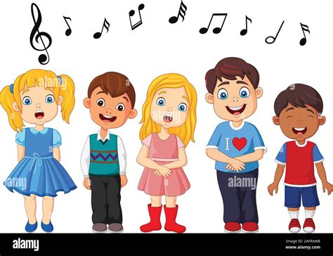 Cartoon group of children singing in the school choir Stock Vector ...