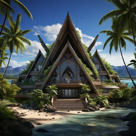 Premium AI Image | Modern Polynesian Architecture