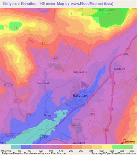 Elevation of Ballyclare,UK Elevation Map, Topography, Contour