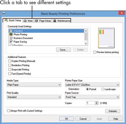 How to Set Default Printer Preferences in Windows - dummies