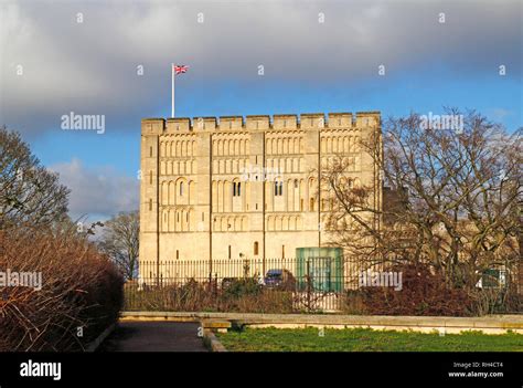 A view of Norwich Castle from the Castle Gardens in the centre of the ...