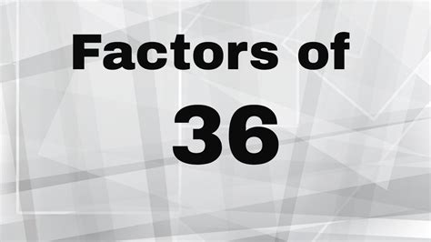 Factors of 36 - YouTube