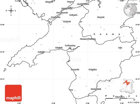 Blank Simple Map of Gwynedd