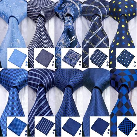 Barry.Wang 2018 Designer Ties For Men 20 Styles Blue Fashion Woven Neckties Hanky Cufflinks Set ...