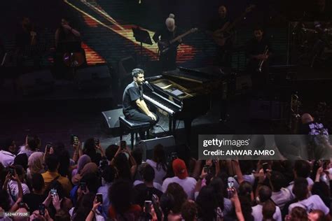 Palestinian pianist and composer Faraj Suleiman speaks to the public... News Photo - Getty Images