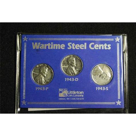 1943 United States Wartime Steel Cents Penny Set