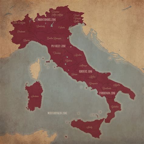 Italy Wine Region Map - City Prints