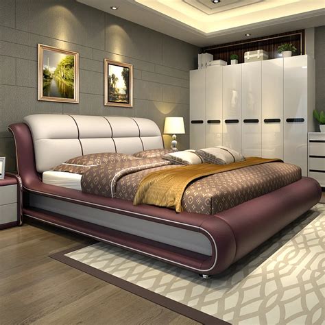 מיטות לכלבים - Modern bedroom furniture bed with genuine leather M01