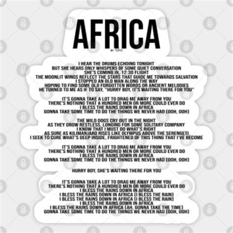 Africa by Toto Lyrics - Meme - Sticker | TeePublic