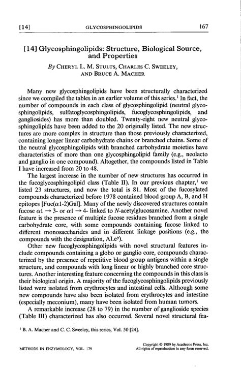 (PDF) Glycosphingolipids: Structure, Biological Source, and Properties