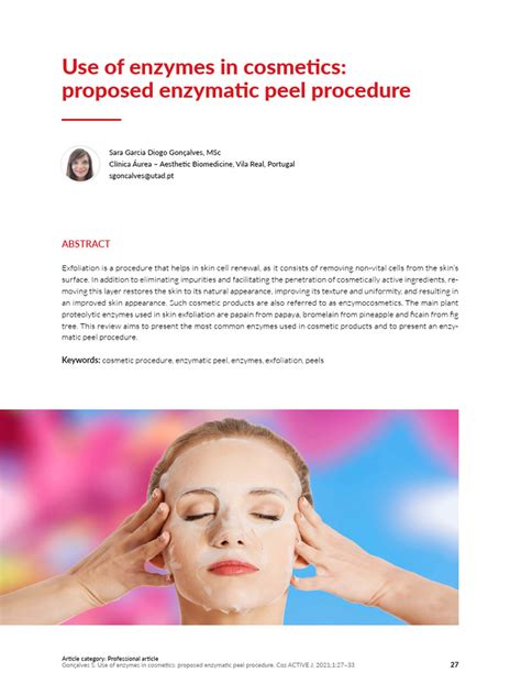 Use of Enzymes in Cosmetics Proposed Enzymatic Peel Procedure | PDF | Skin | Epidermis