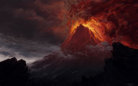 Photo of volcano eruption with lava and black smoke HD wallpaper | Wallpaper Flare