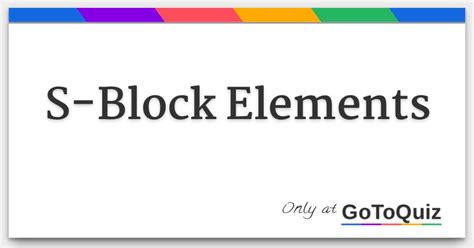 S-Block Elements