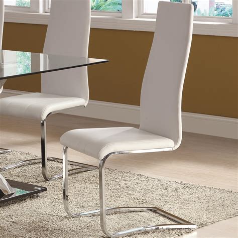 Coaster Modern Dining 100515WHT White Faux Leather Dining Chair with Chrome Legs | Del Sol ...