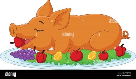 Cartoon drilled suckling pig on a plate Stock Vector Image & Art - Alamy