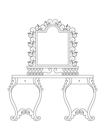Premium Vector | Dressing table and other furniture dressing room in outline style