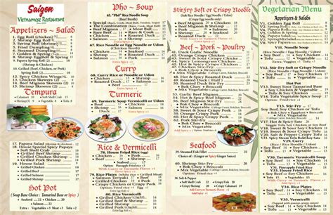 Our Menu – Saigon Vietnamese Restaurant