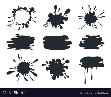 Black paint blob brush pen splatter shapes Vector Image