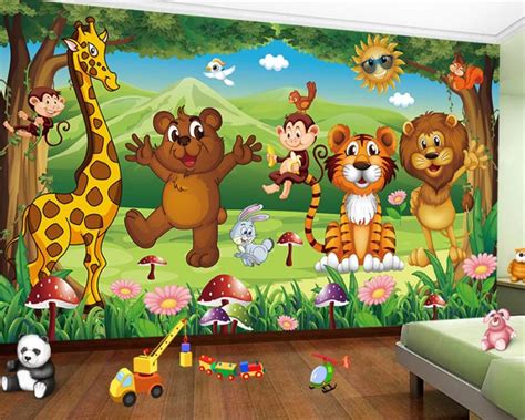 Woodland Cartoon Animals Childrens Wallpaper Mural Amazon