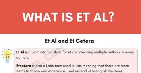 Et Al Definition and The Difference Between Et Al and Et Cetera • 7ESL