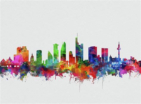 Frankfurt City Skyline Watercolor Digital Art by Bekim M - Pixels