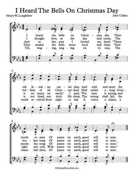 SATB Separate Voice Parts – I Heard The Bells On Christmas Day ...