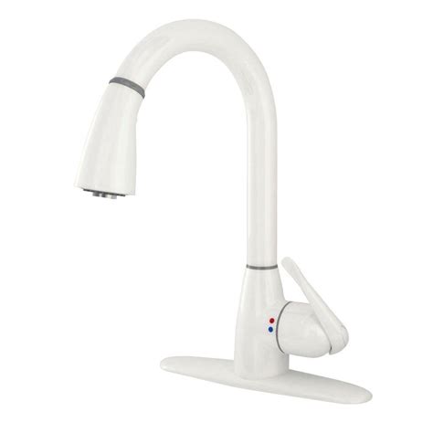 CleanFLO New-Touch Single-Handle Pull-Down Sprayer Kitchen Faucet in White-8171 - The Home Depot