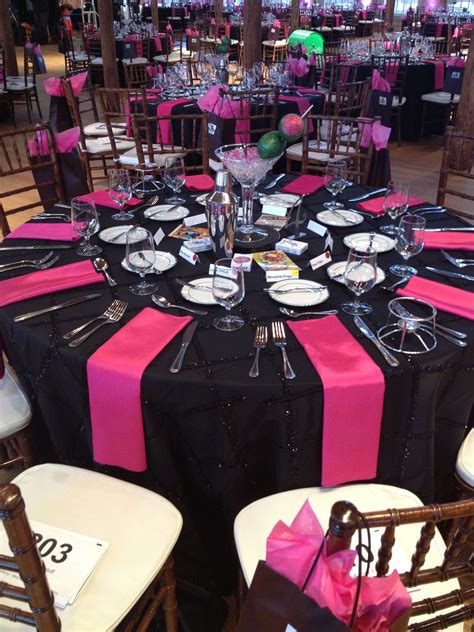 Bold pink and black table setting www.thecottonroomdurham.com | Paris theme party, Bat mitzvah ...