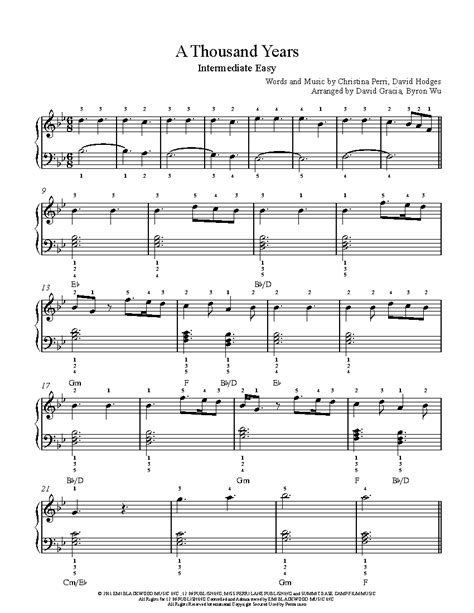 A Thousand Years by Christina Perri Sheet Music & Lesson | Intermediate ...