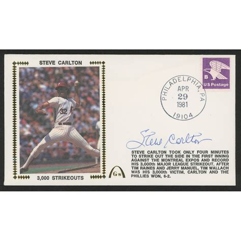 Steve Carlton Signed "3,000 Strikeouts" FDC Envelope (JSA COA ...