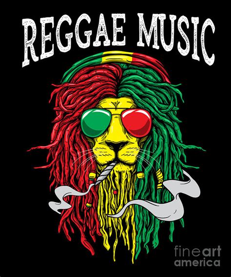 Rastafari Jamaican Lion design Gift for Reggae Music Lovers design Digital Art by DC Designs ...