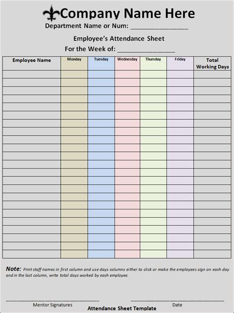 Simple Attendance Sheet Doc How To Make Excel