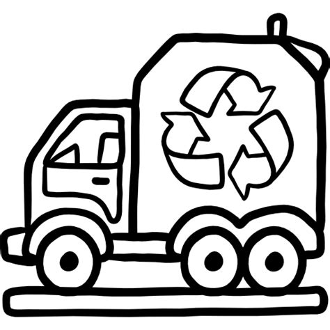 Garbage truck Hand Drawn Black icon