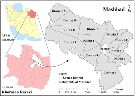 Location of Mashhad, Iran, and the studied districts of Mashhad | Download Scientific Diagram