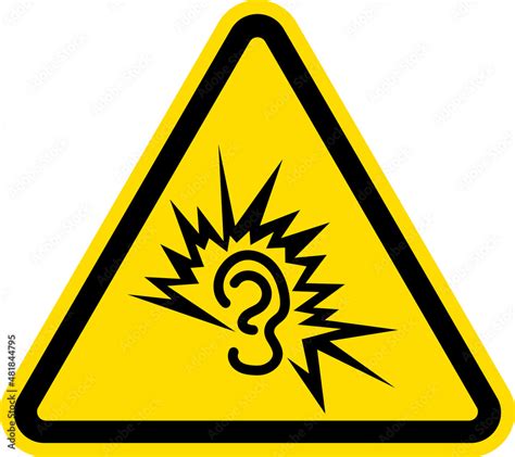 Loud noise warning sign. Triangle yellow background. Safety signs and symbols. vector de Stock ...