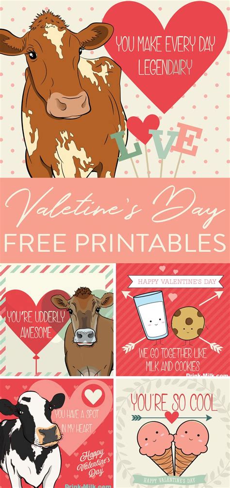 Free Printable Cow and Dairy Valentines!