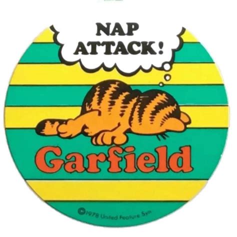 1970s GARFIELD Cat NAP Sticker Nap Attack Garfield Face Down | Etsy | 80s cartoons, Cartoon ...