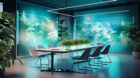 Premium AI Image | Conference Room Seating with Table and Chairs 3d view of personal computer ...