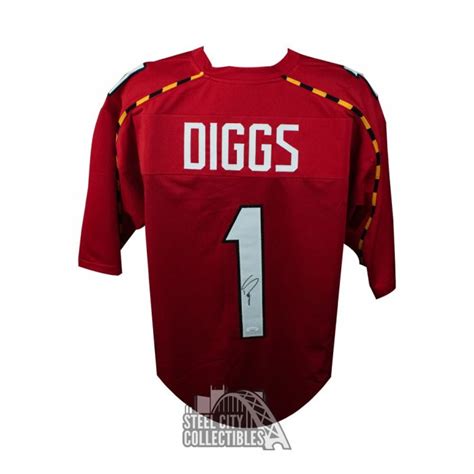 Stefon Diggs Autographed Maryland Custom Red Football Jersey - JSA COA ...