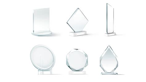 Glass Award Trophy Shapes - Crystal Plaque Set 3D Model by rebrandy