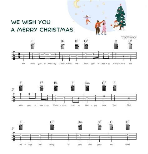 We Wish You A Merry Christmas Beginner Ukulele Sheet Music - Etsy