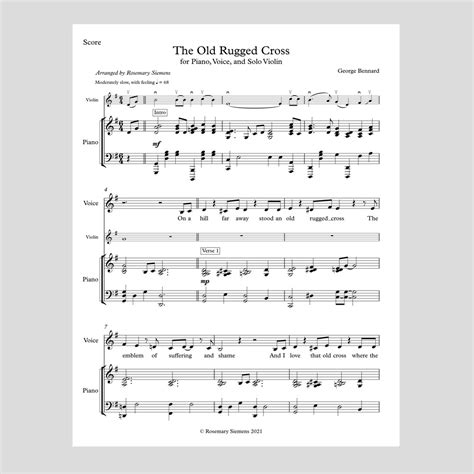 Printable Free Printable Printable The Old Rugged Cross Sheet Music ...