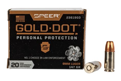 Speer Gold Dot Personal Protection 9mm 147gr Hollow Point Ammo - Box of 20 CCI23619GD