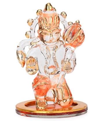 1st Time God Bajrangi Hanuman Ji Sitting & Blessing With Gada (Mace) Decorative Showpiece - 7.5 ...