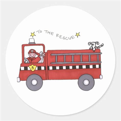 Fire Engine Round Sticker | Zazzle