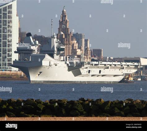 Hms Prince Of Wales leaves Liverpool after flypast from F-35 Lightning ...