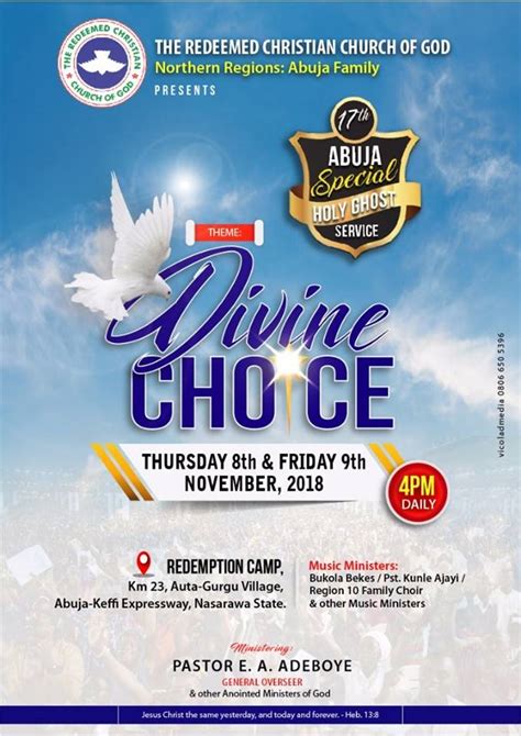 LIVE VIDEO: RCCG 17th Abuja Special Holy Ghost Service | Divine Choice ...