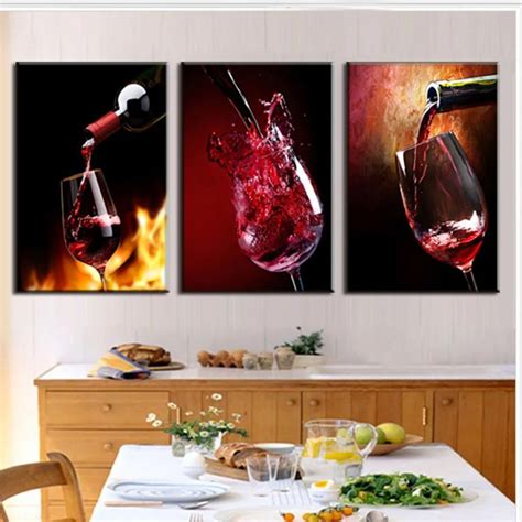 3 pieces high definition print wine canvas painting poster and wall art ...