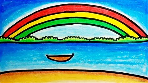 How To Draw Rainbow Scenery Easy For Kids |Drawing Rainbow Scenery Step By Step - YouTube