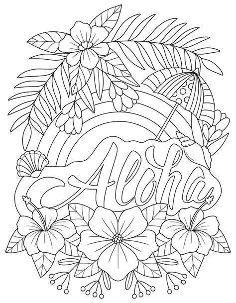 Premium Vector | A black and white illustration of a rainbow with the words aloha written on it.